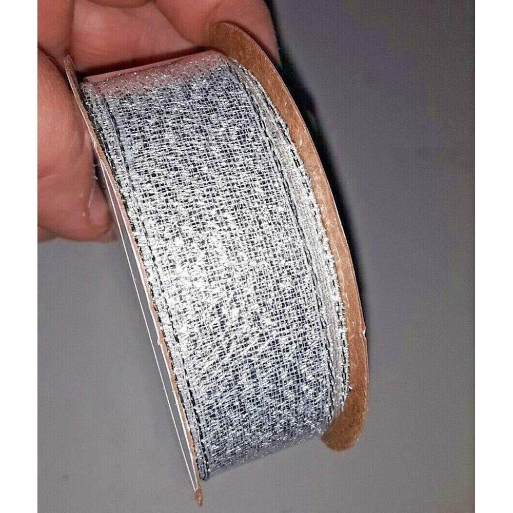 Ribbon Purple Mesh Plaid Red Plaid Silver Sparkle Gifts Crafting Holiday Unused - Picture 7 of 9